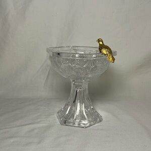Elegant Glass Bowl with Gold Bird Accent